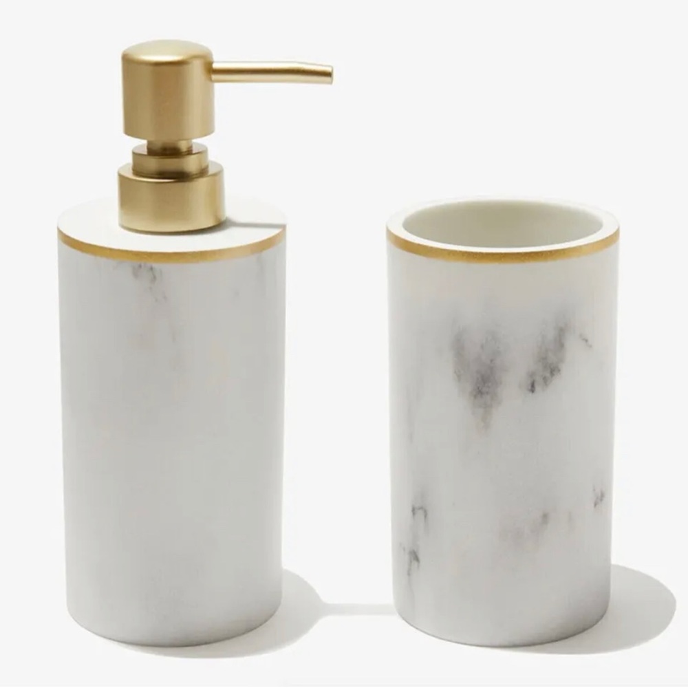 sunday citizen marble pattern soap dispenser and holder